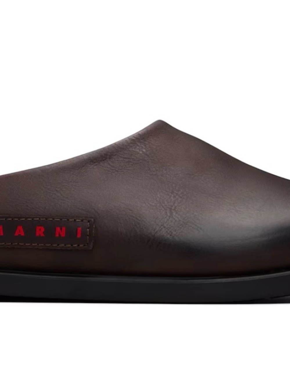 Marni Brown Leather Slip-On Clogs